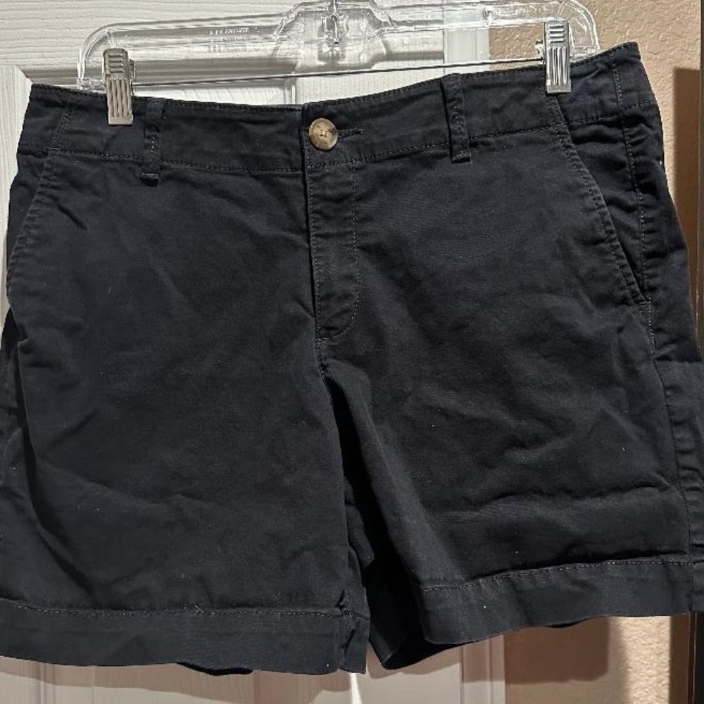 Women's (Ann Taylor) Loft Black The Washed Twill Shorts 6" Size 8